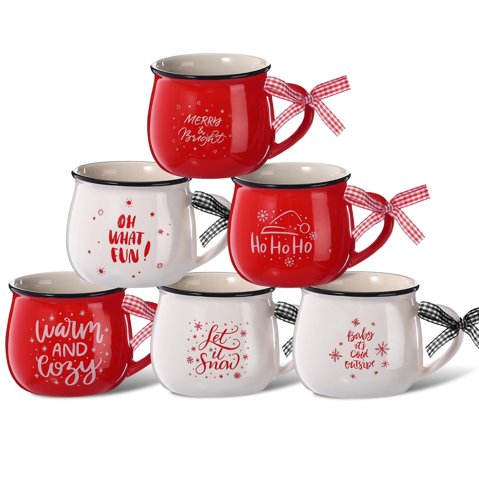 Amazon.com: Sawysine Christmas Coffee Mugs Set of 6, 12 oz Ceramic